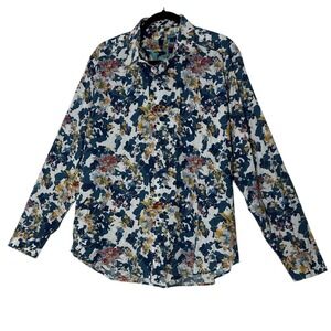 Robert Graham Shirt Men XL  Flower Colorful Long Sleeve Bottom Up Formal Career